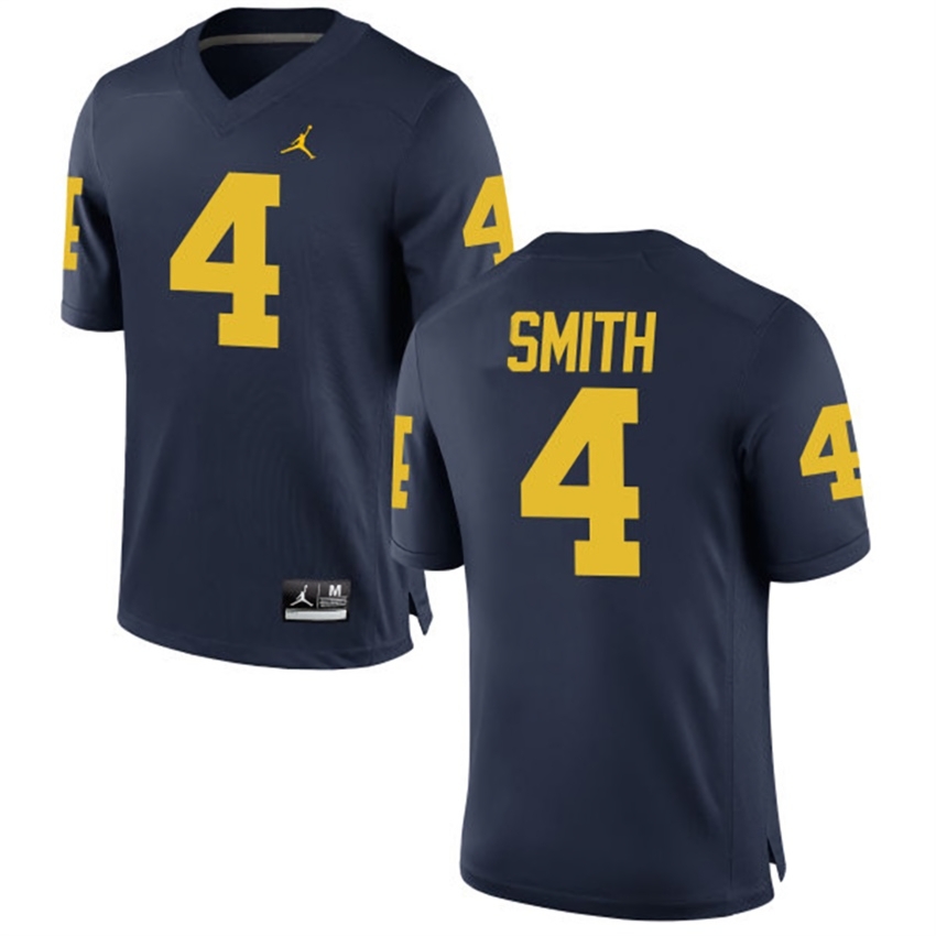 Michigan Wolverines Men's NCAA De'Veon Smith #4 Navy Alumni Game College Football Jersey USH2249VF